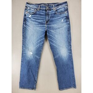 American Eagle Relaxed Straight Jeans‎ Mens 36x32 Blue Flex Stretch Denim